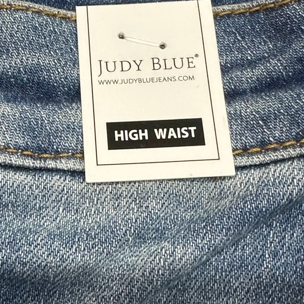 Judy Blue JB150269 Hey There Double Button Tummy Control Denim Jean Shorts Small - Image 10