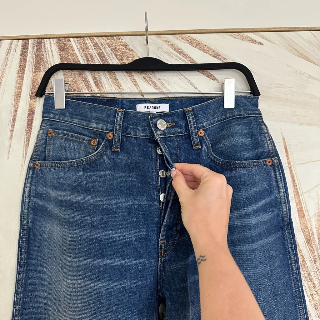 REDONE -NWT- 90s High Rise Loose Jeans Destroyed Broken Blue | 26 - Image 6