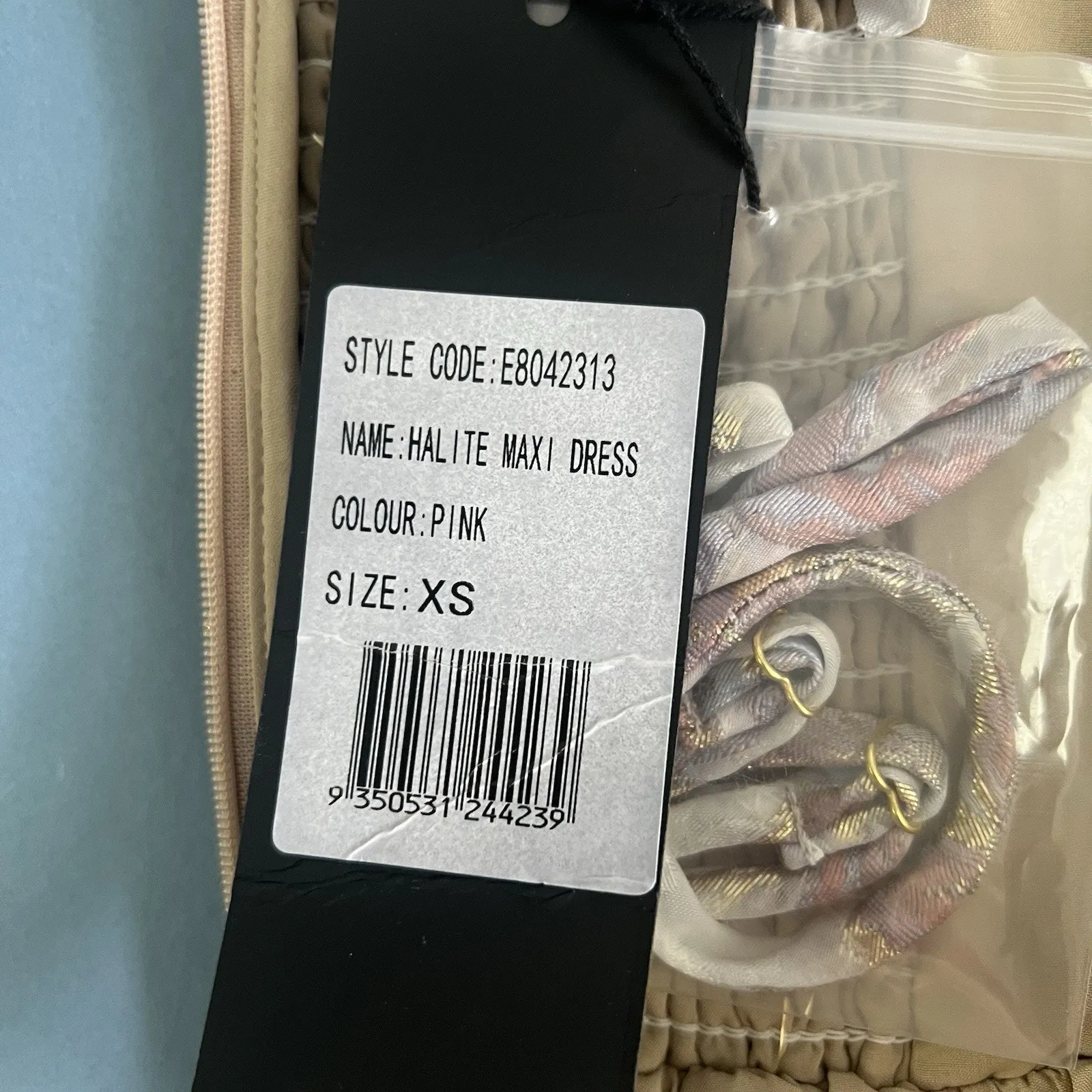 NWT Elliatt Halite Blush Pink Metallic Jacquard Side Slit Maxi Dress - Image 9