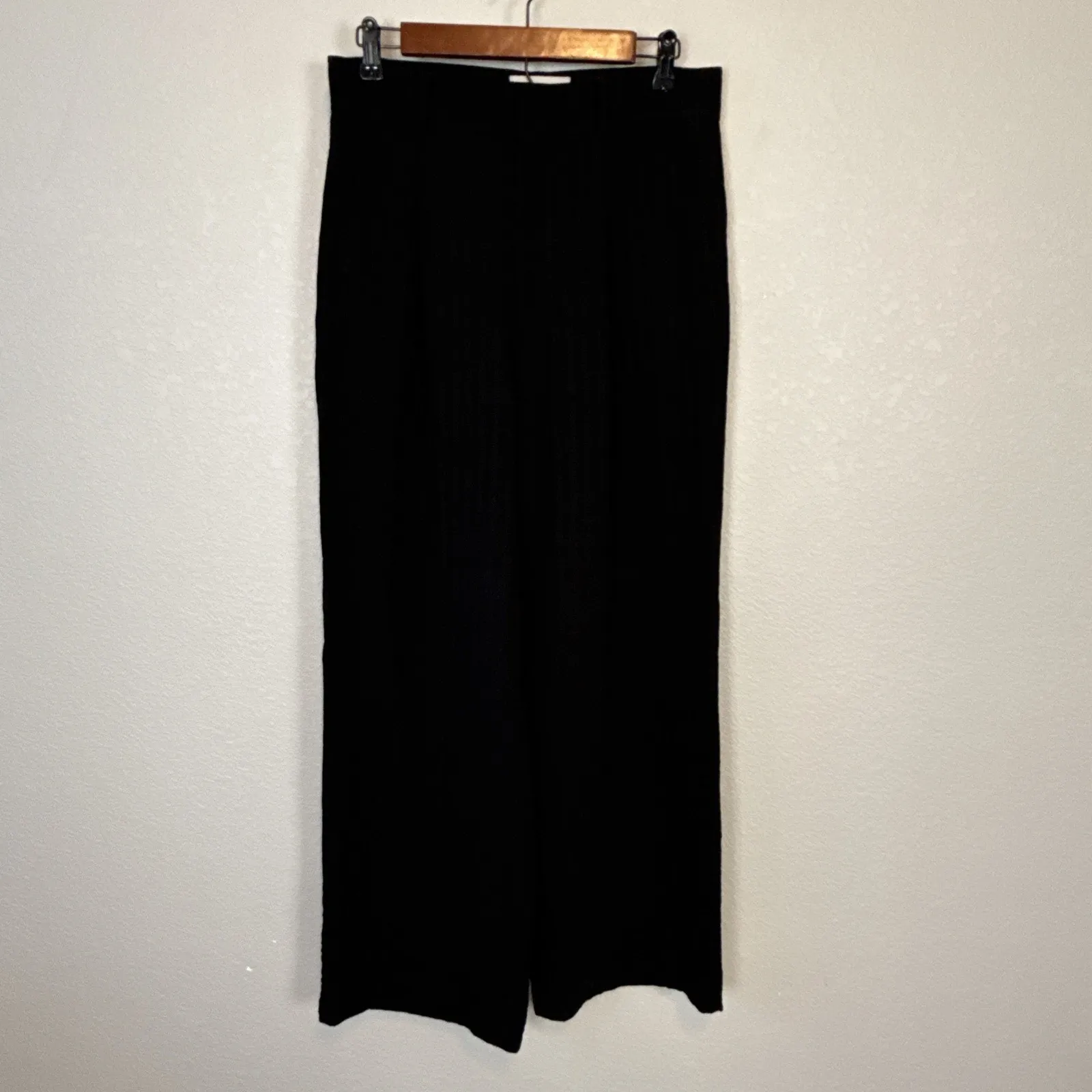 Everlane Womens City Stripe Way High Drape Pants Size 8 Black Viscose Wide Leg - Image 2