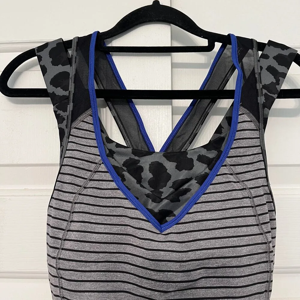 Lululemon Super Sport Tank Gray Black Blue Size 6 Luxtreme Built In‎ Sports Bra - Image 8