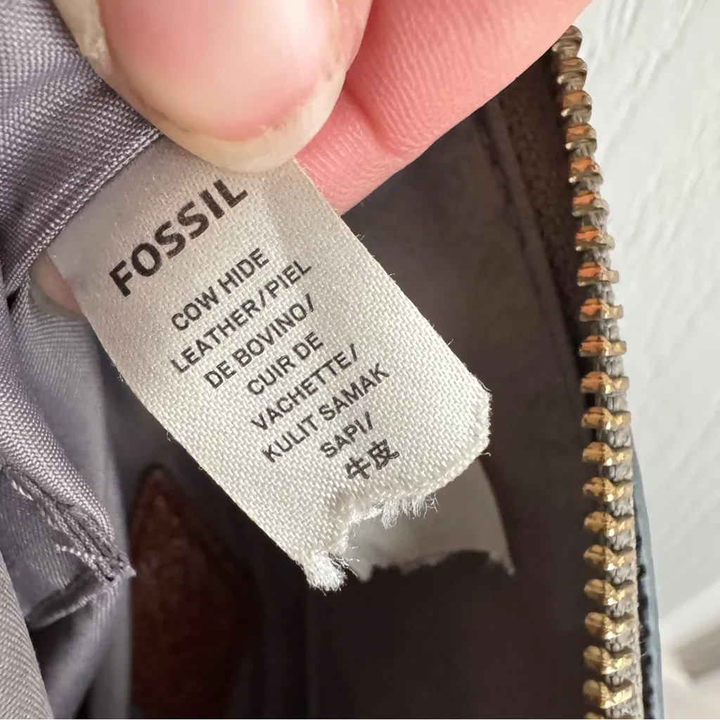 Fossil Amelia gray cream black Colorblock crossbody purse - Image 8