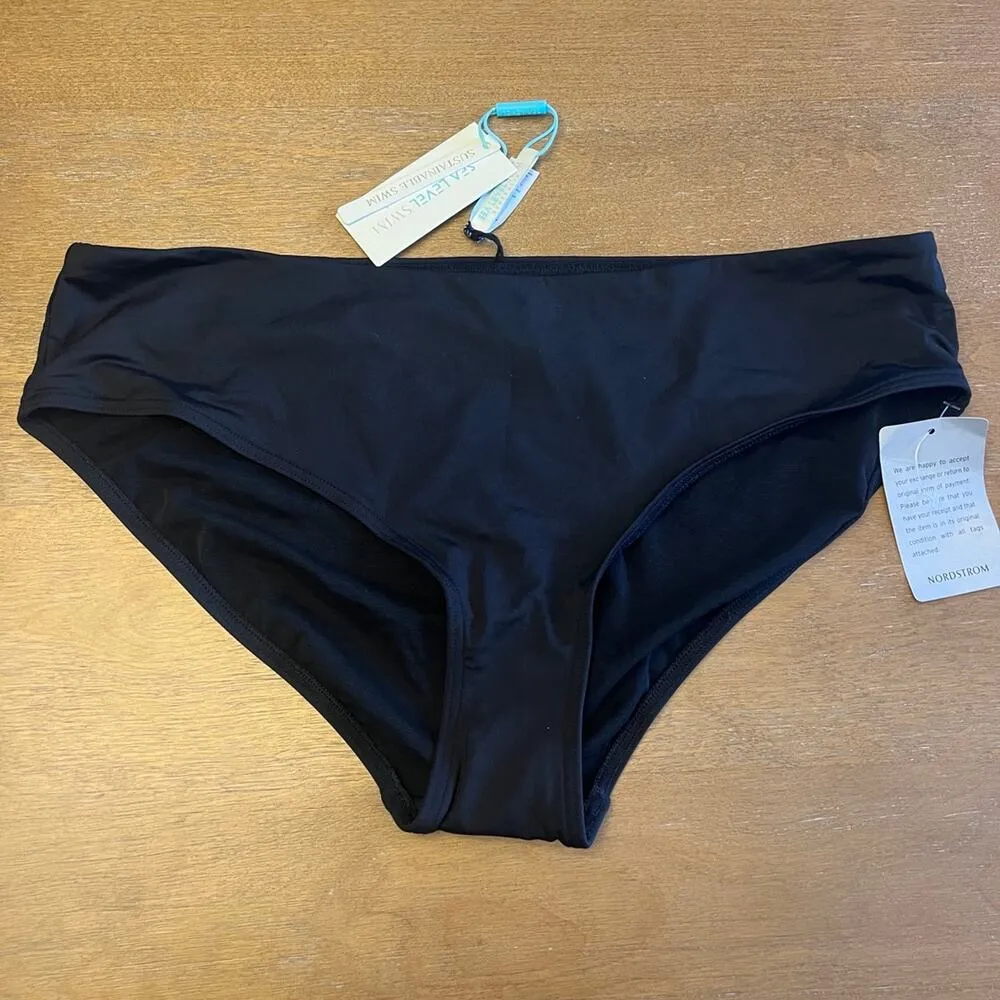 Sea Level Australia Eco Essentials Mid Bikini Pant Swim Bottoms Sz 14 Black NWT - Image 2
