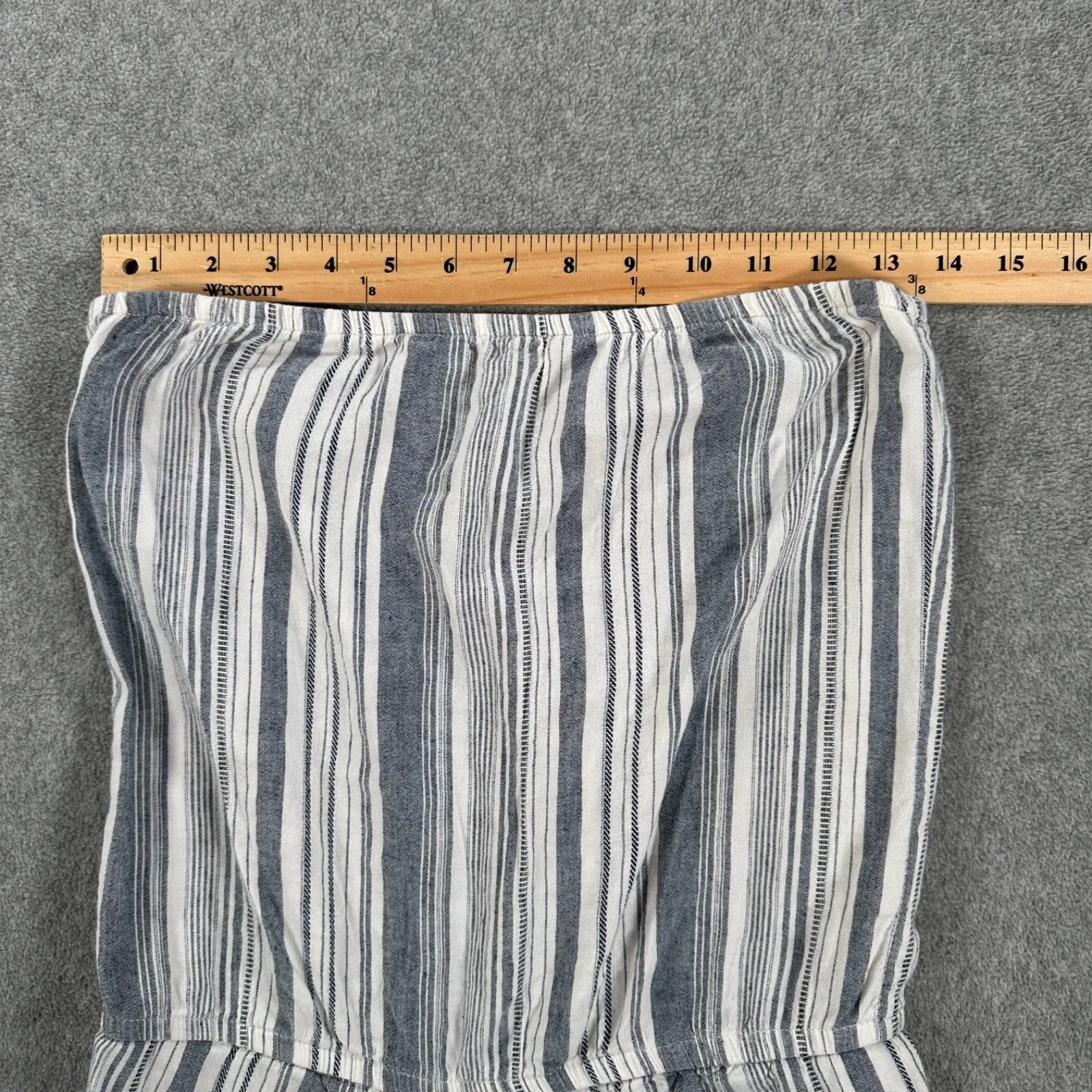 Anthropologie DREW Emerson Strapless Jumpsuit Size Small Linen Blend Striped - Image 8