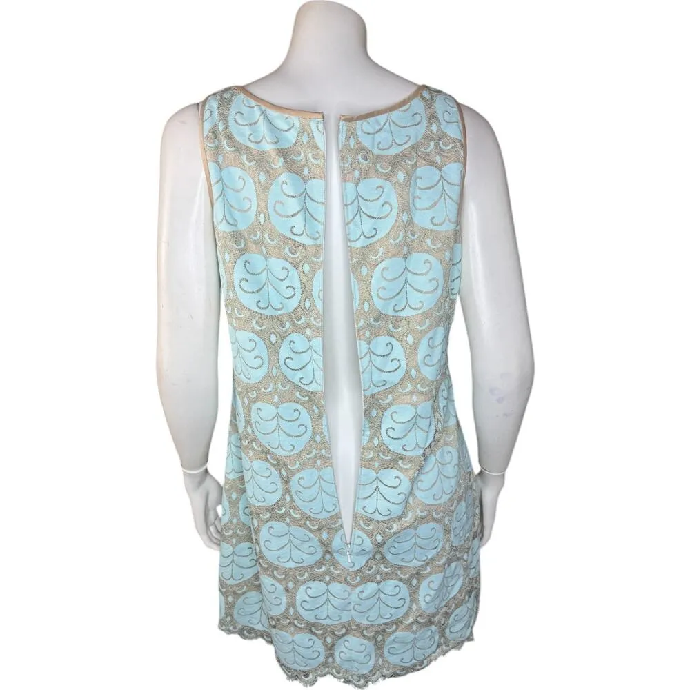 Lilly Pulitzer Dress Size 8 Nadine Lilly Lace Whisper Blue V Neck Shift Minid - Image 2
