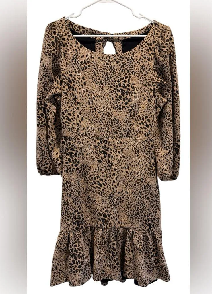 Anthropologie Maeve Animal Print Knit Cut Out Mini Dress - Image 4