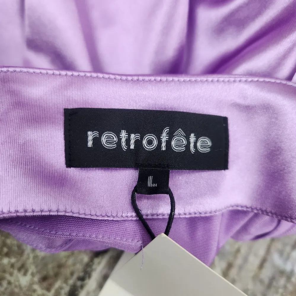 Retrofete Dehl Skirt in Lilac Purple Size Large NWT Satin Fabric - Image 6