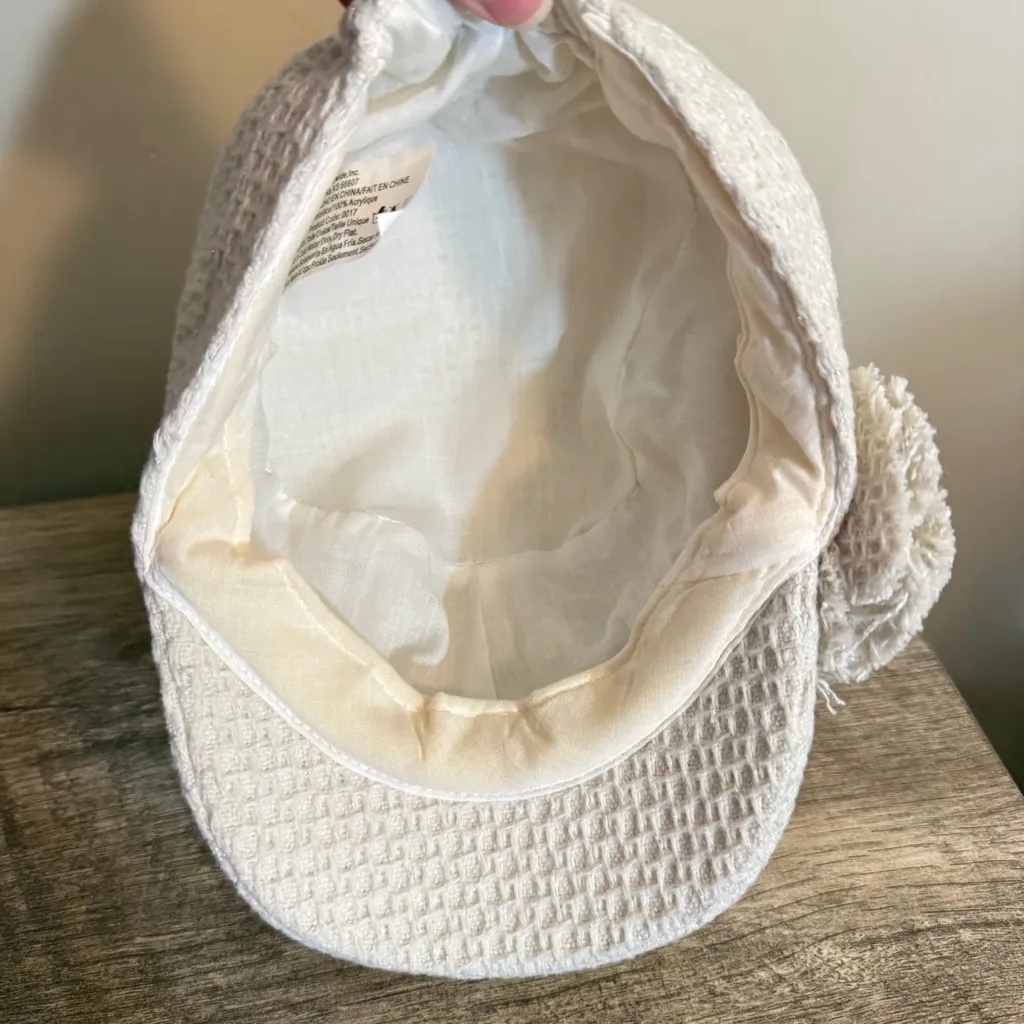 Newsboy Cap Hat Cream Flower Embellishments Boho - Image 8