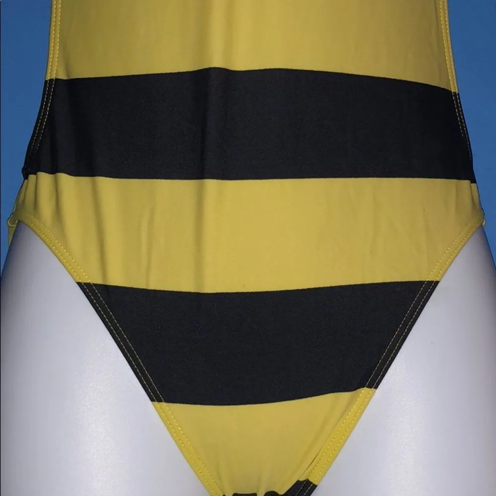 Delia's Rugby Stripe One Piece Bathing Suit Yellow - Image 3