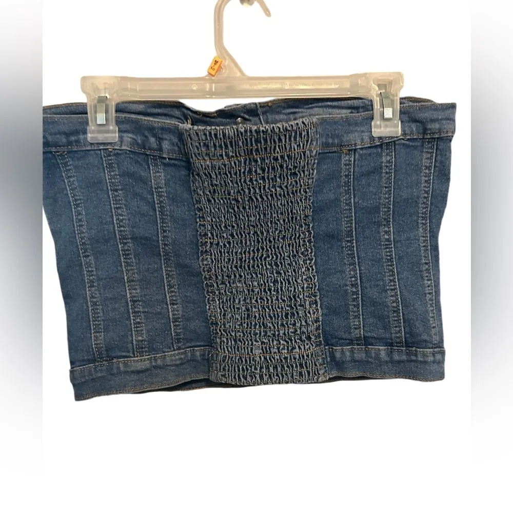 Project Rebel Denim Jean tube top Shirt Crop Top size large nwt - Image 3