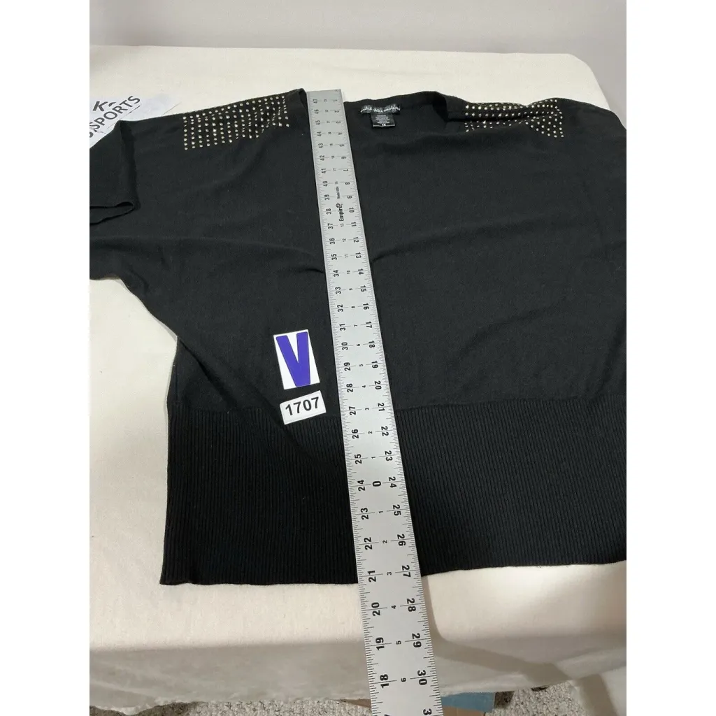 Womans United States Sweater Black Short Sleeve Rhinestones Crew Neck Sweater 1x - Image 5