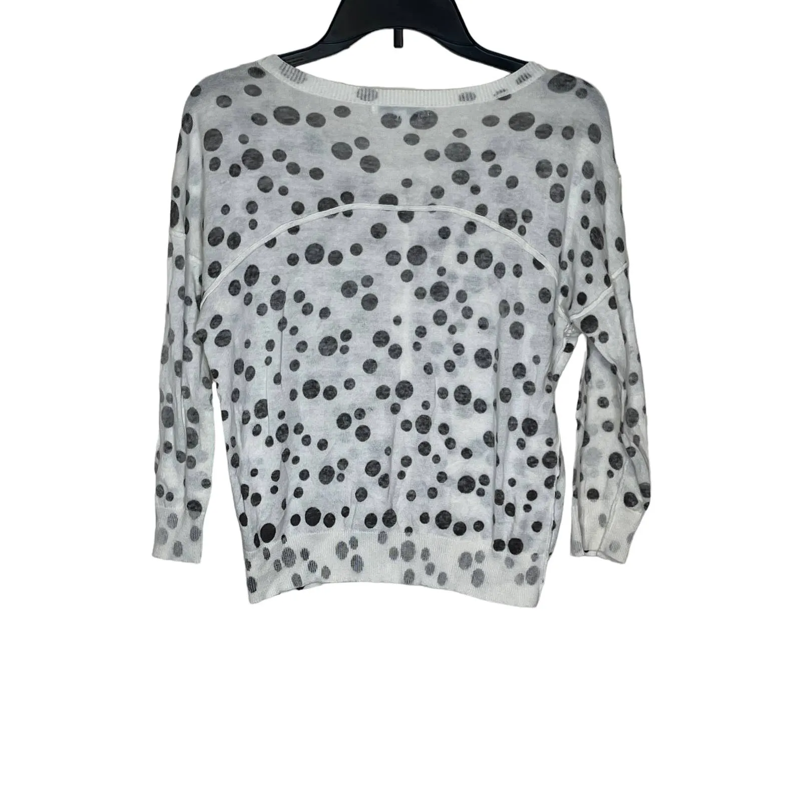 CAbi Dotty Inside Out Spot Cardigan Women Small Cotton Button Front 3/4 Sleeve White - Image 8