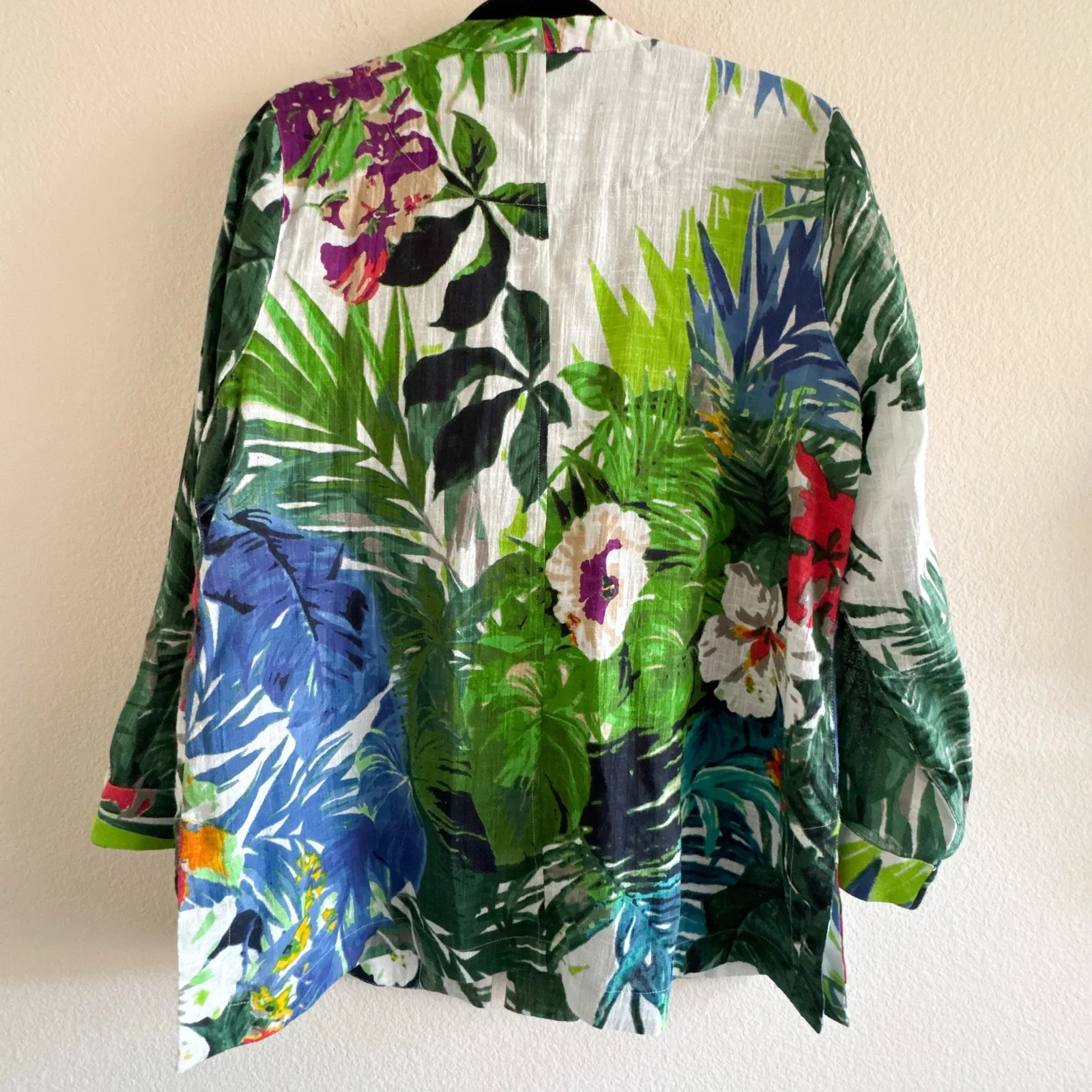 Soft Surroundings Tropical Floral Embroidered Beaded Tunic Top PL - Image 5