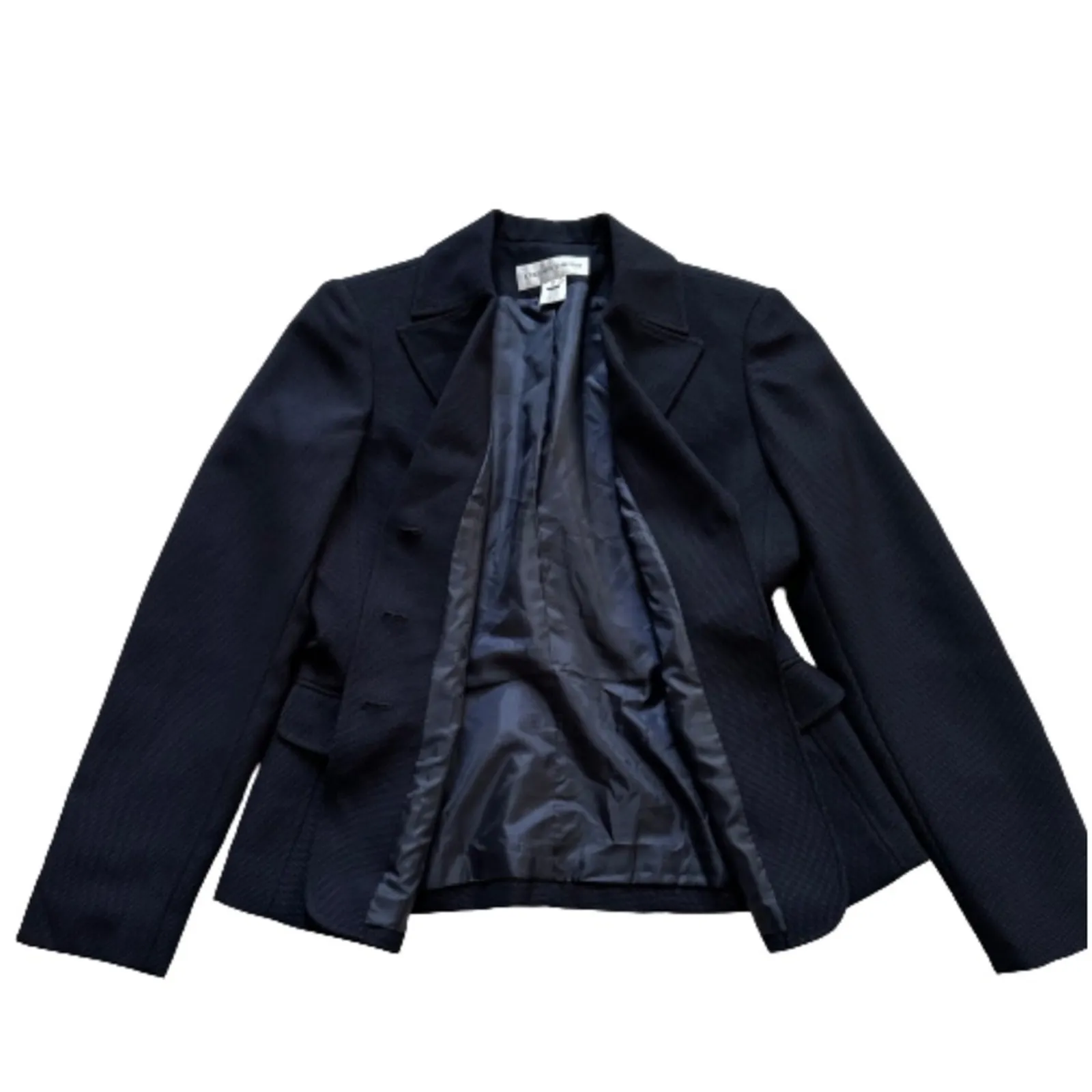 Jones New York Suits Blazer Jacket Women Navy Blue Button Front Career Size 6 - Image 8