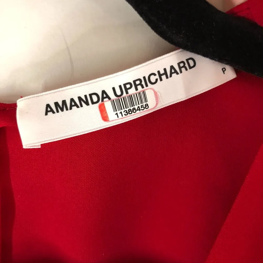 Amanda Uprichard Timeless Red Provenance Faux Wrap Midi Dress Tulip Hem Red P - Image 3
