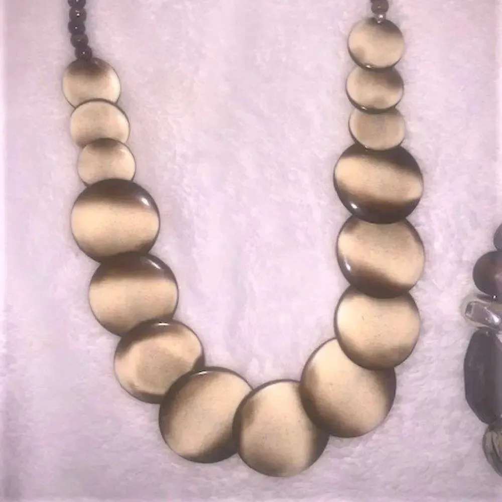 Set‎ (2) Boho Wood Beaded Necklaces Brown - Image 2