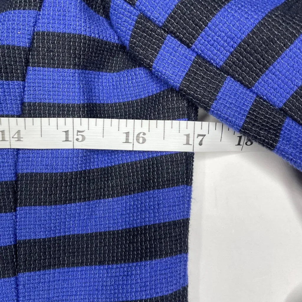 Ann Taylor Cotton Blend Royal Blue & Black Striped Blazer Jacket Sz 4 - Image 7