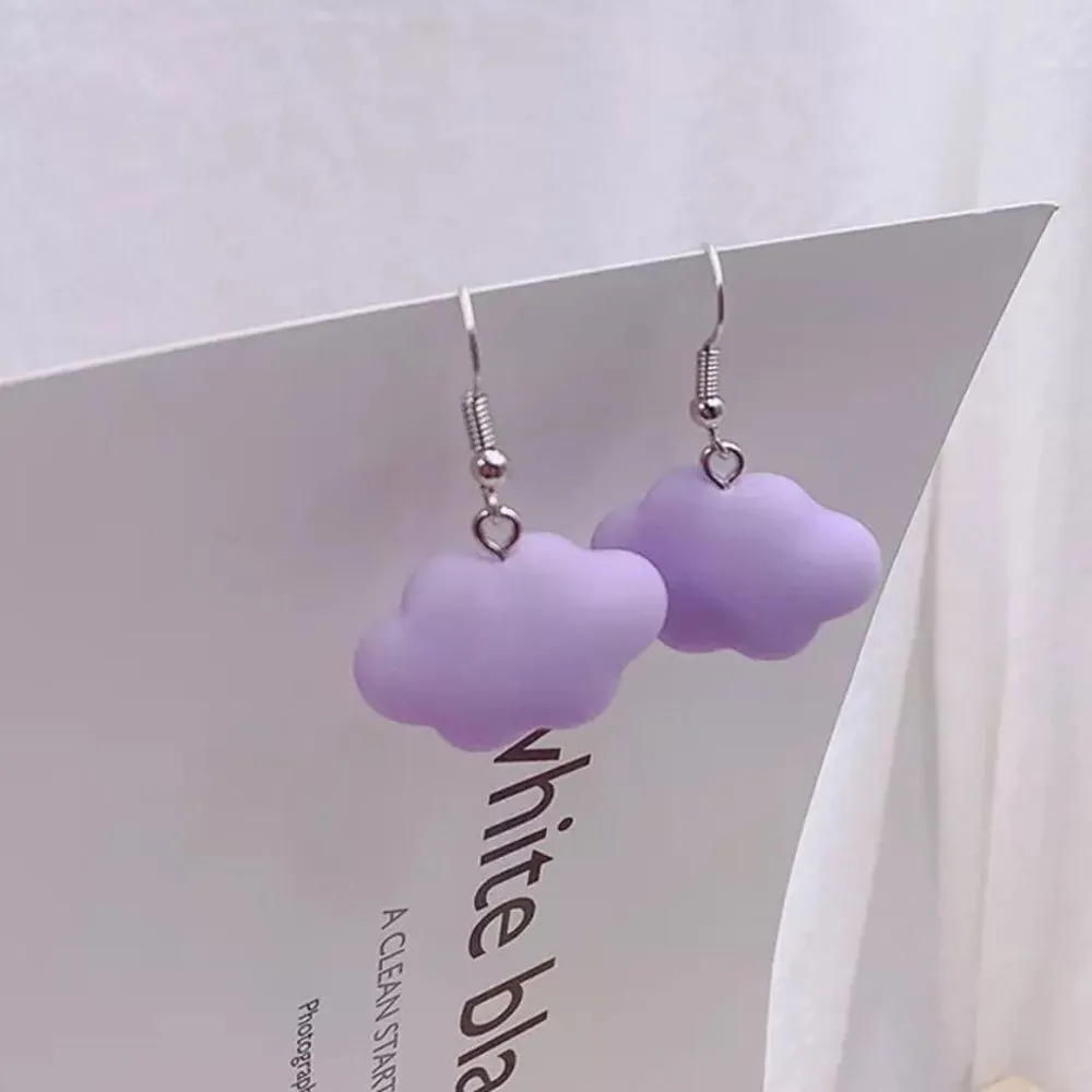 🆕Purple Cloud Charm Dangle Earrings Purple - Image 3
