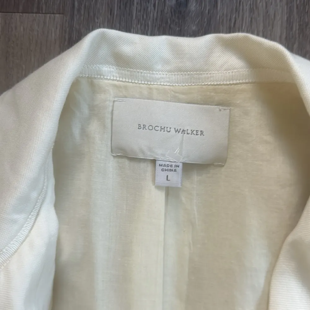 Brochu Walker Cream Blazer Large  Versatile Lightweight Jacket linen Blend - Image 3