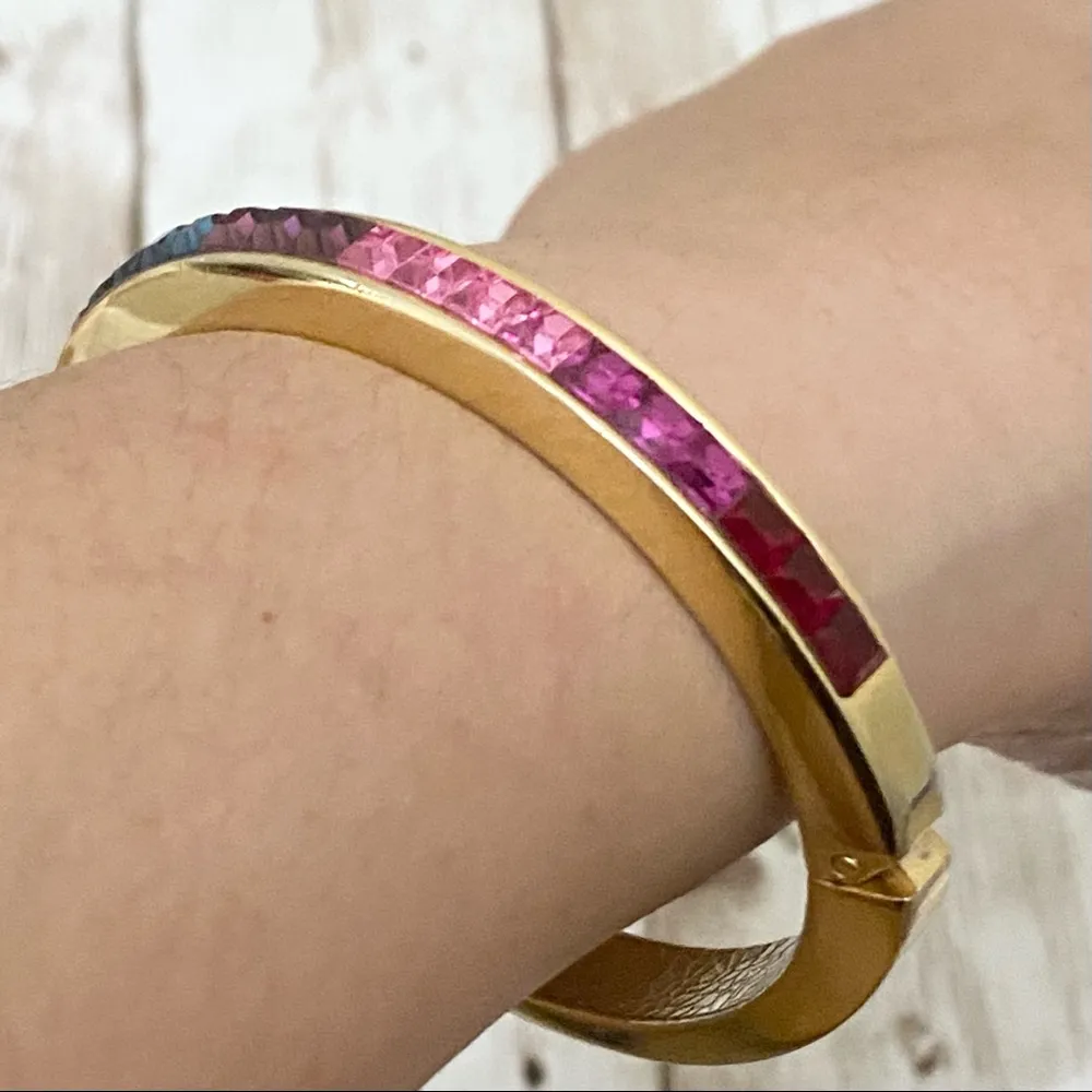 80’s Multicolored Diamond Cut Channel Set Bangle - Image 2