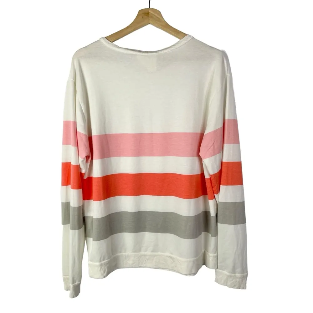 Fantastic Fawn Jade Pink Multi Stripe Long Sleeve Sweatshirt S - Image 2