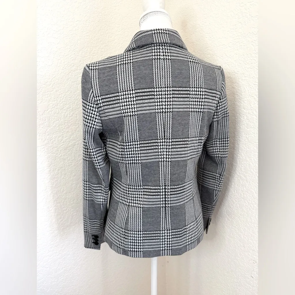 Bar III Women's Houndstooth Print Double Breasted Jacket‎ Black Size 6 - Image 5