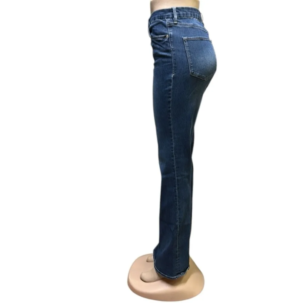 Dear John Button Fly High Rise Denim Flare Bootcut Slit Hem Blue Jeans Womens 30 - Image 3