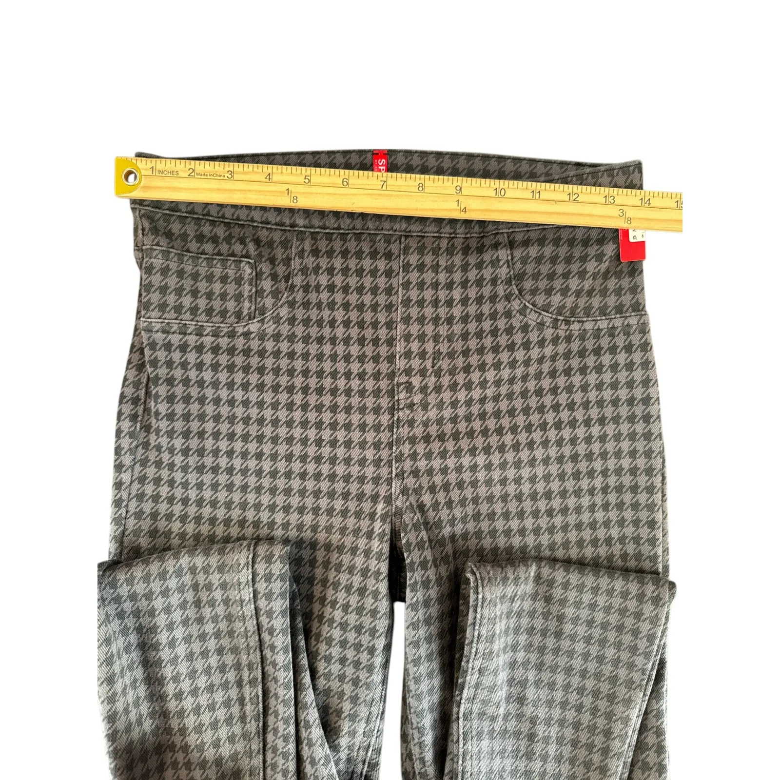 SPANX Jean-ish Ankle Leggings Jeggings Houndstooth Gray Black Shaping M NWT - Image 4