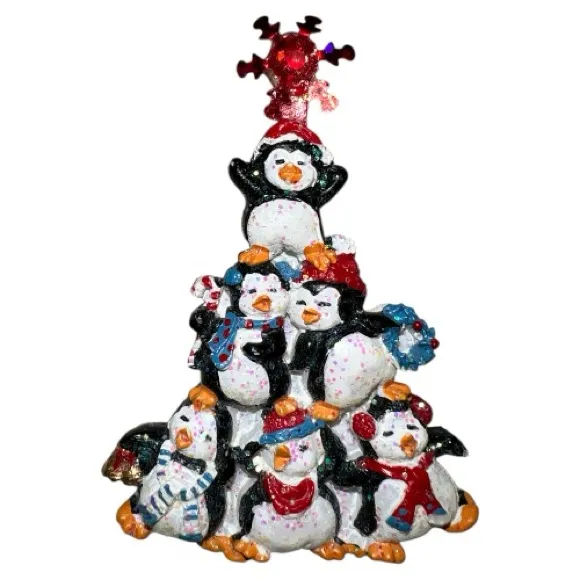 Festive Penguin Brooch with Red Accents - Image 3