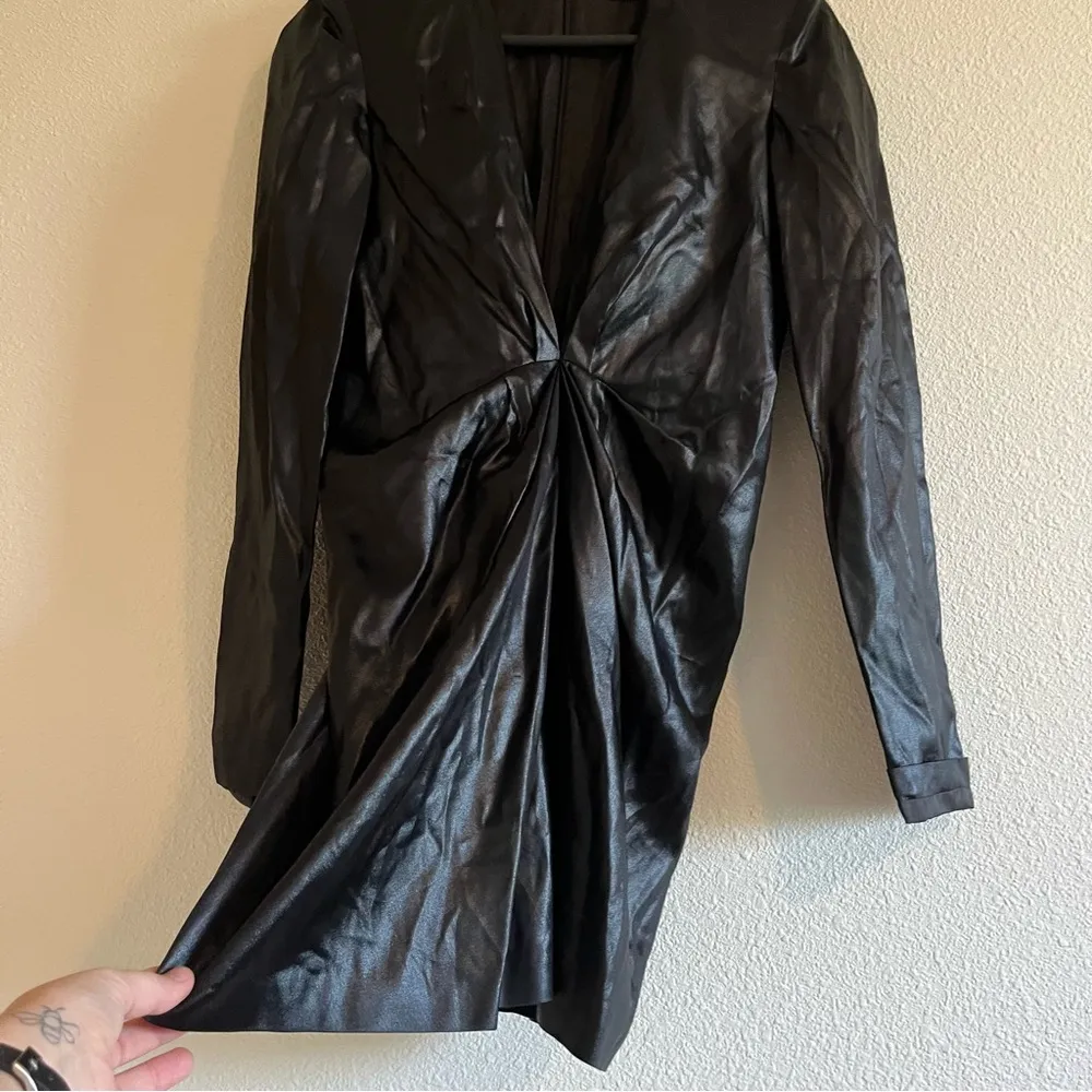 GAUGE81 Zarate black satin long sleeves cocktail evening mini dress Size Small - Image 7