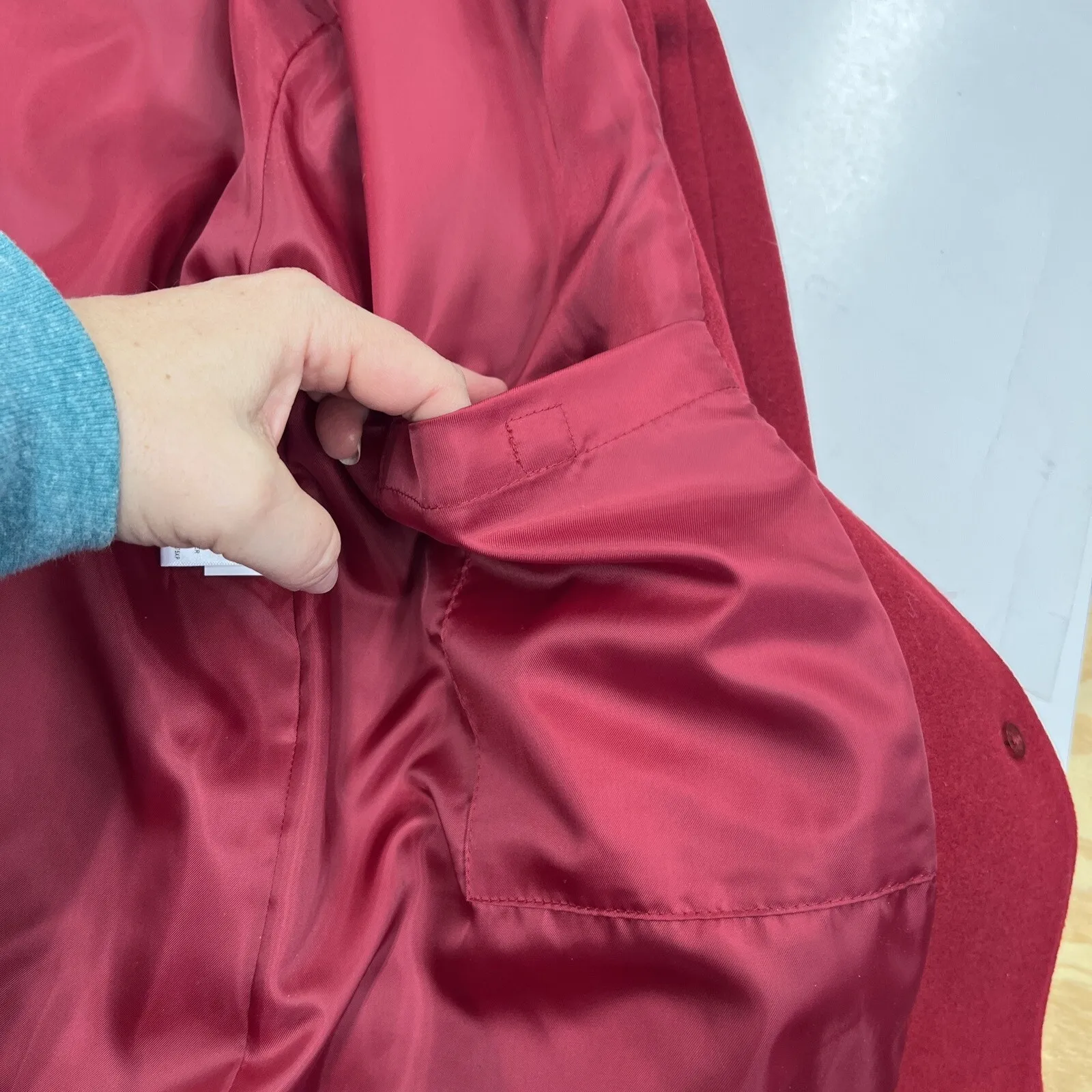 Appleseed's Petites Women’s Red Button Wool Blend Pea Coat Size 16P City Classic - Image 9