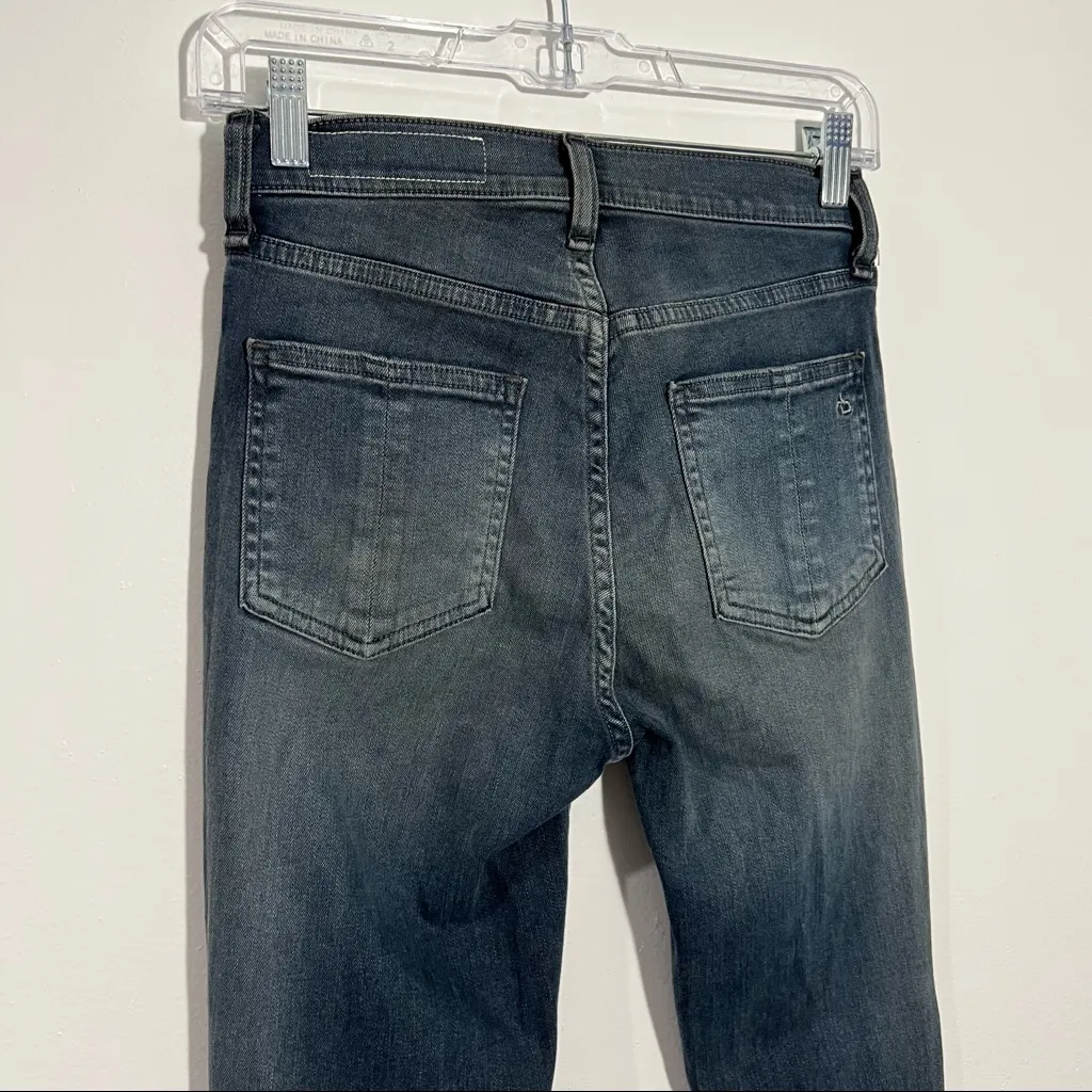 Rag & Bone High Rise Ankle Skinny‎ w/ Raw Hem Distressed In Alec Wash Size 24 - Image 6