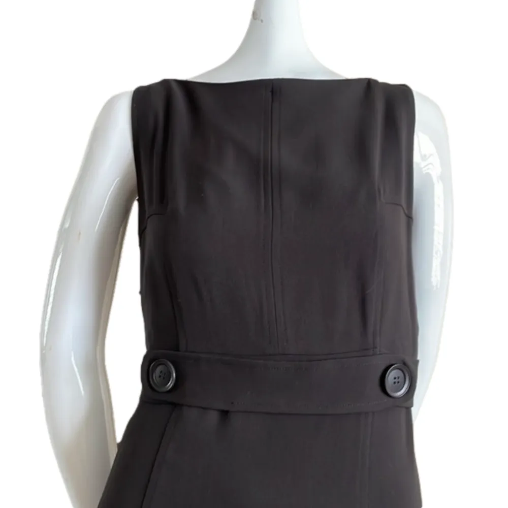 2000s Vintage M Siamo Brown Wool Belted Sheath Midi Dress Tailored Quiet Luxury Size 6 - Image 9