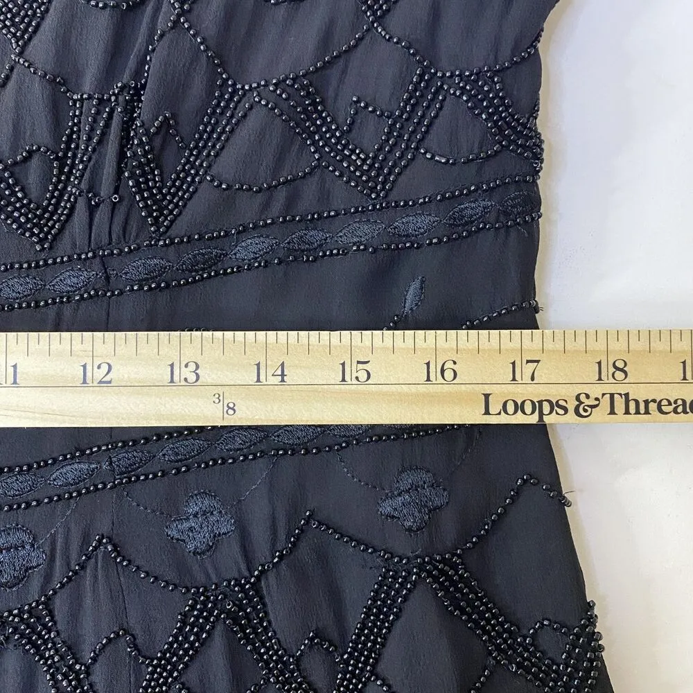 Jones New York Black Beaded Asymmetrical Strappy Formal Elegant Silk Dress Sz 14 - Image 7