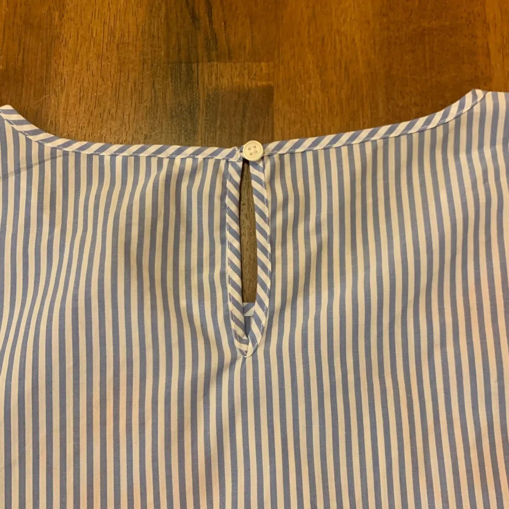 Crown & Ivy top Large Blue White Red Pullover Stripes Embroidered Bell Sleeves - Image 8