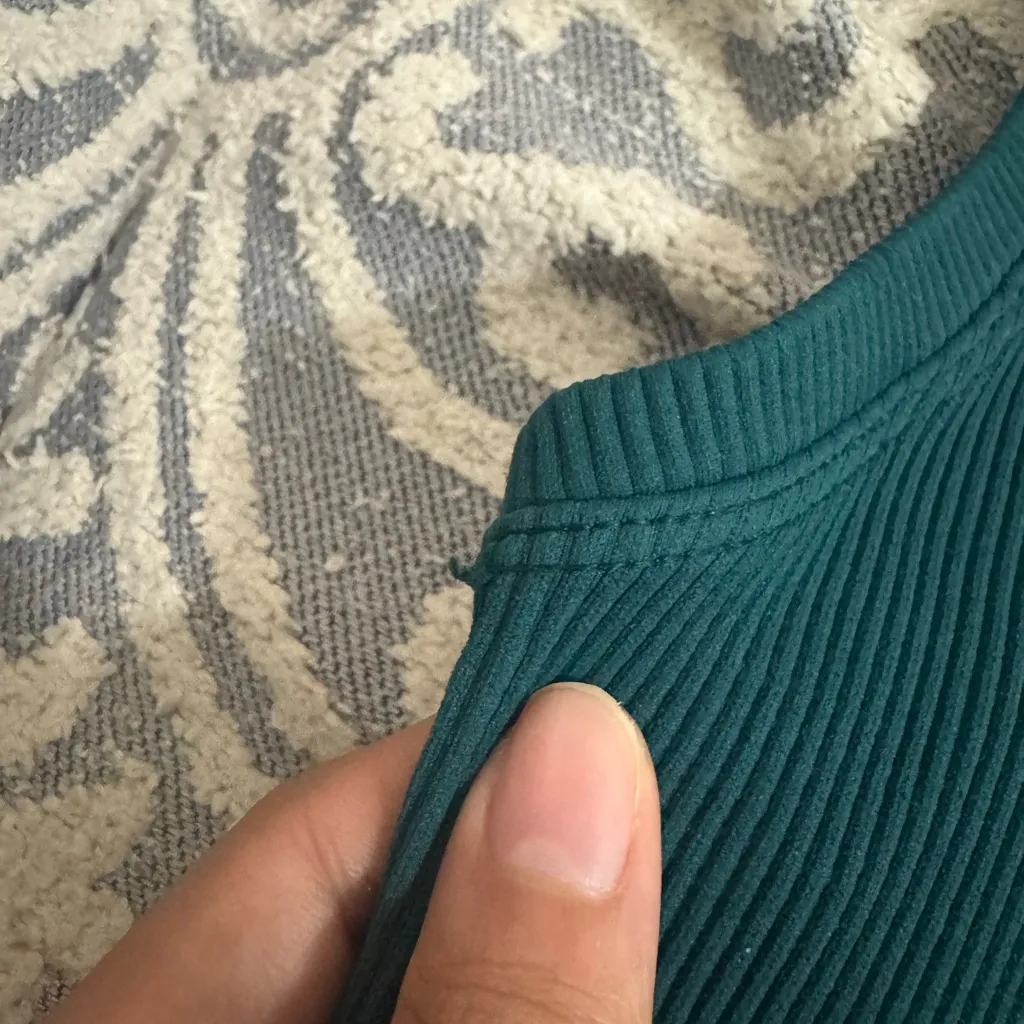 Free People Movement  Ribbed Tank Top M/L Green High Neck Mock Neck Misprint - Image 9