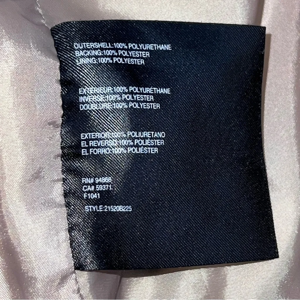 Bernardo Beige Vegan Leather Tan Zippered Front Moto Jacket-Size L - Image 12