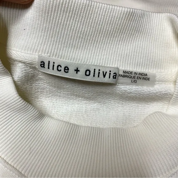 Alice + Olivia White Sweatshirt with Black Text - Image 9