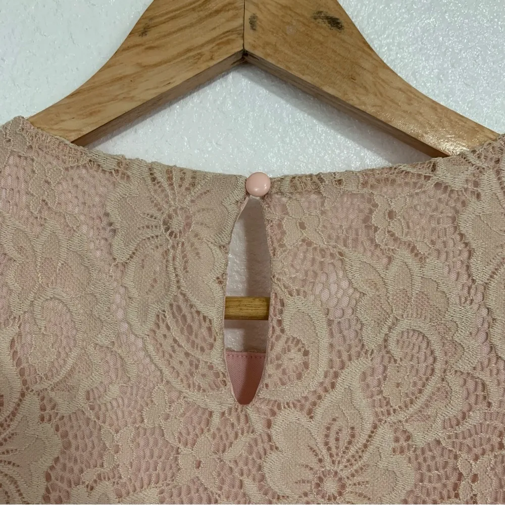 Juicy Couture Dusty Rose Cream Lace Lined Mini Dress Size XS - Image 7