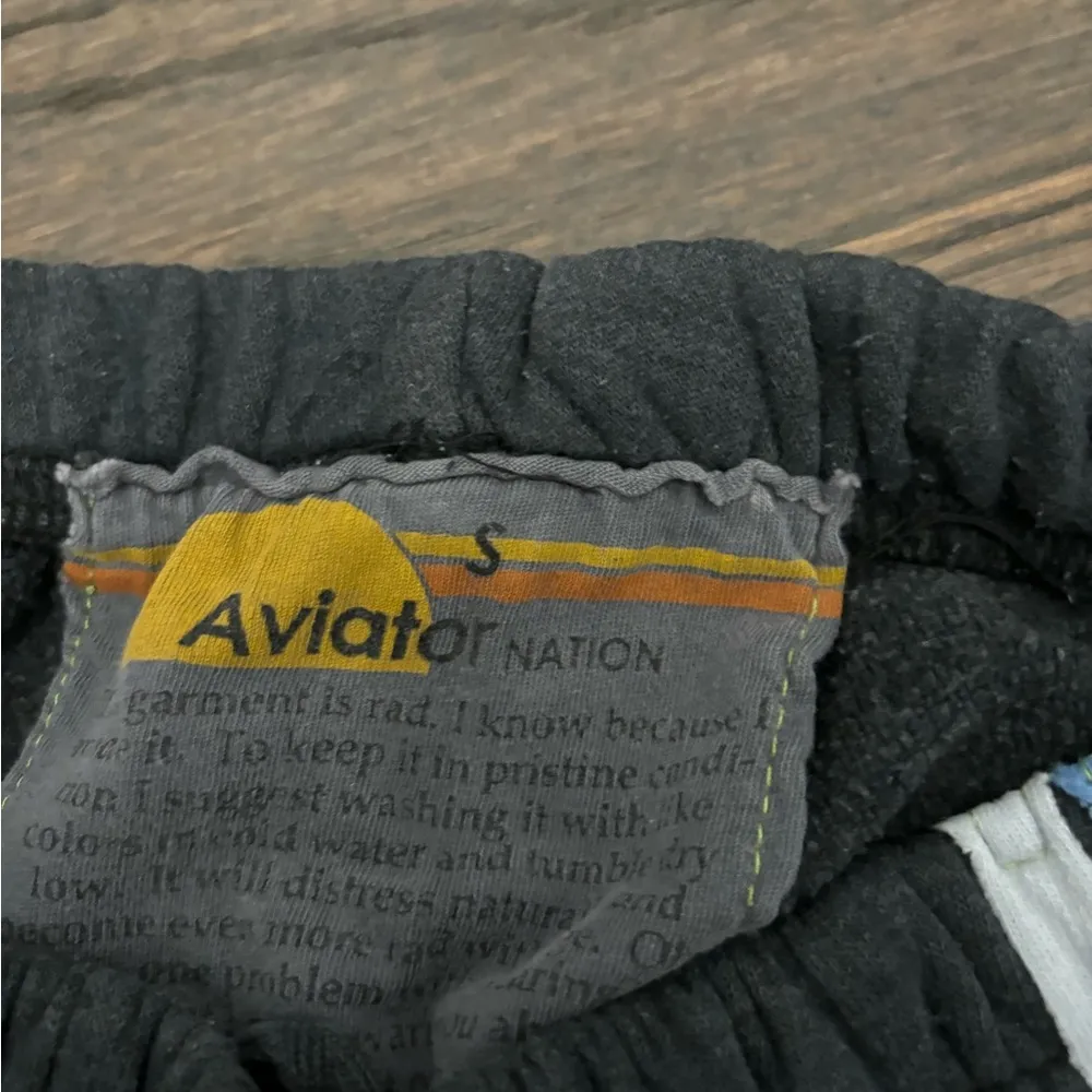 Aviator Nation 5 STRIPE SWEATPANTS - CHARCOAL // BLUE Size small - Image 4