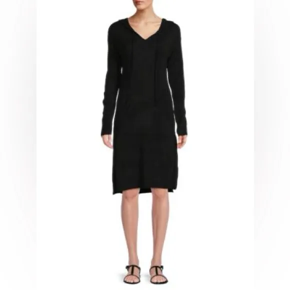 Chic Black Long Sleeve Hoodie Dress - Image 4