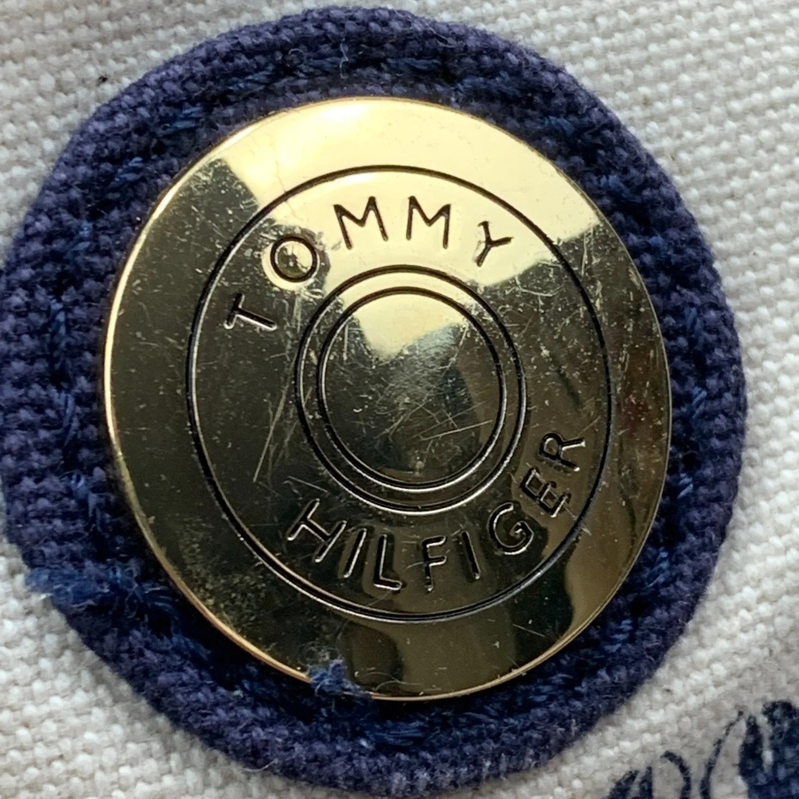 Tommy Hilfiger Lobster‎ Print Tote Bag [2014] Canvas Blue Cream Button Purse - Image 7