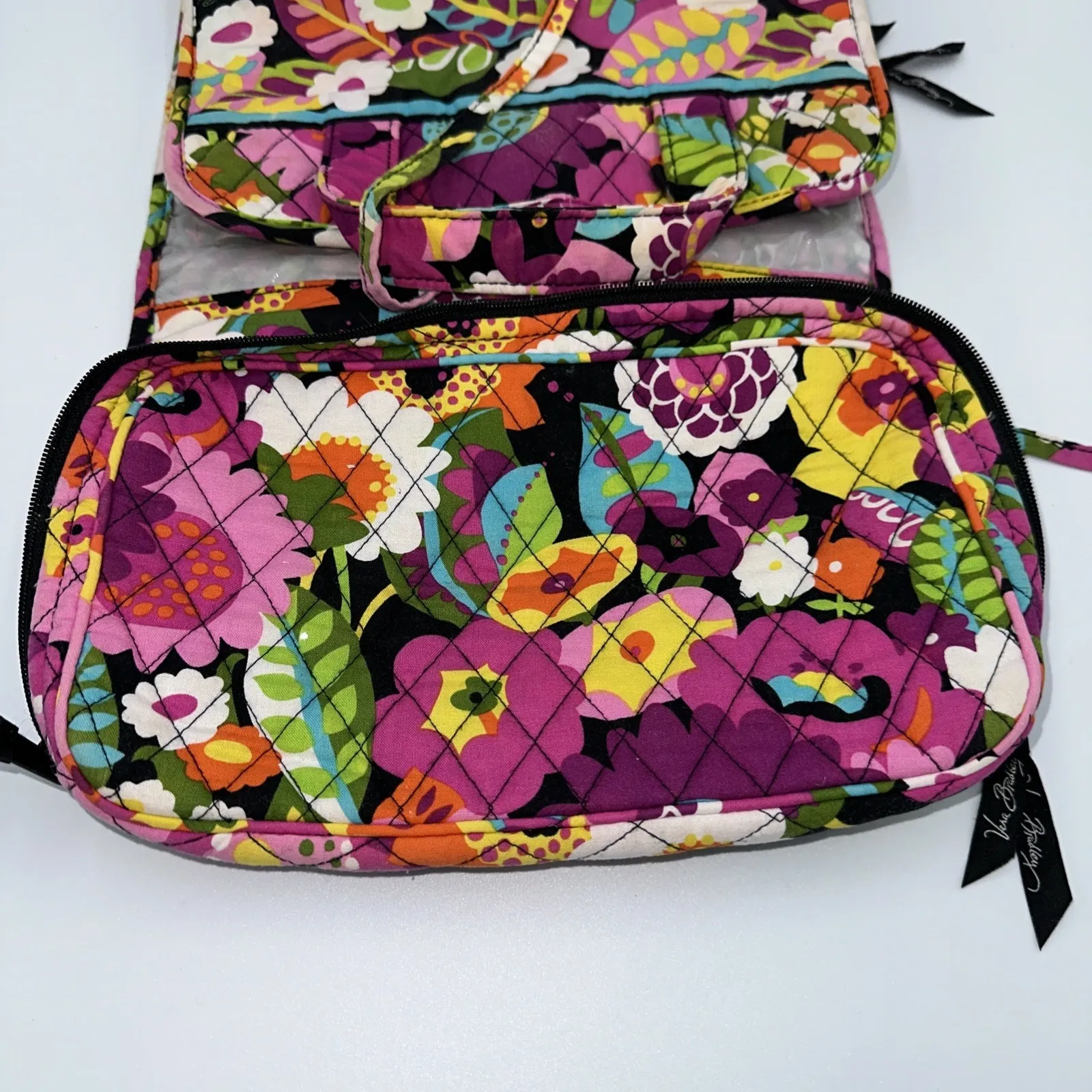 Vera Bradley Hanging Jewelry Make Up Travel Organizer Va Va Bloom Fabric Trifold - Image 6