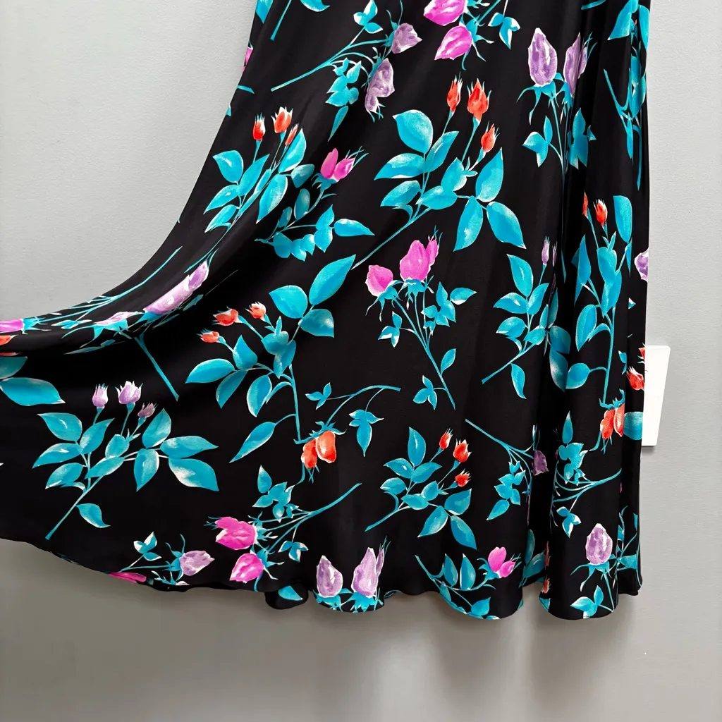 Vintage Midi Skirt and Blazer Set In Floral Print Silk Size M - Image 8