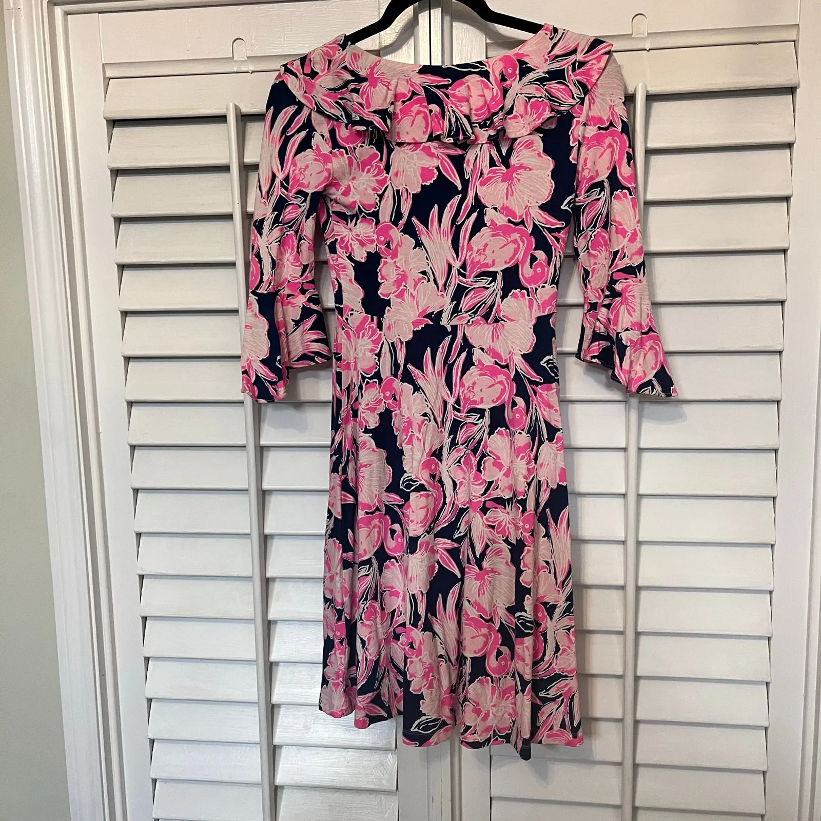 Lilly Pulitzer Stirling‎ Pink And Blue Flamingo Print Dress Size XXS - Image 2