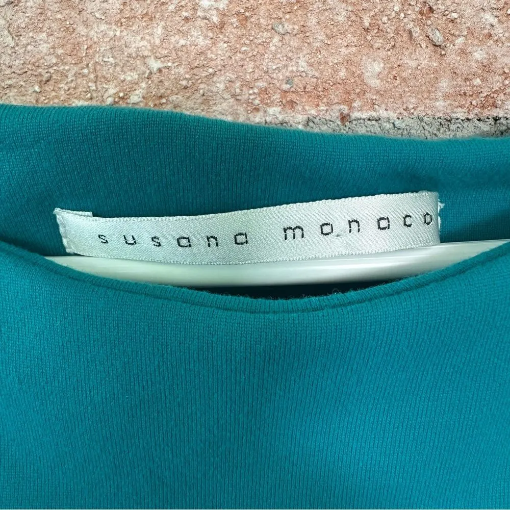 Susana Monaco Twisted Ruched Knit Dress Women’s Medium Stretchy Teal Blue - Image 5