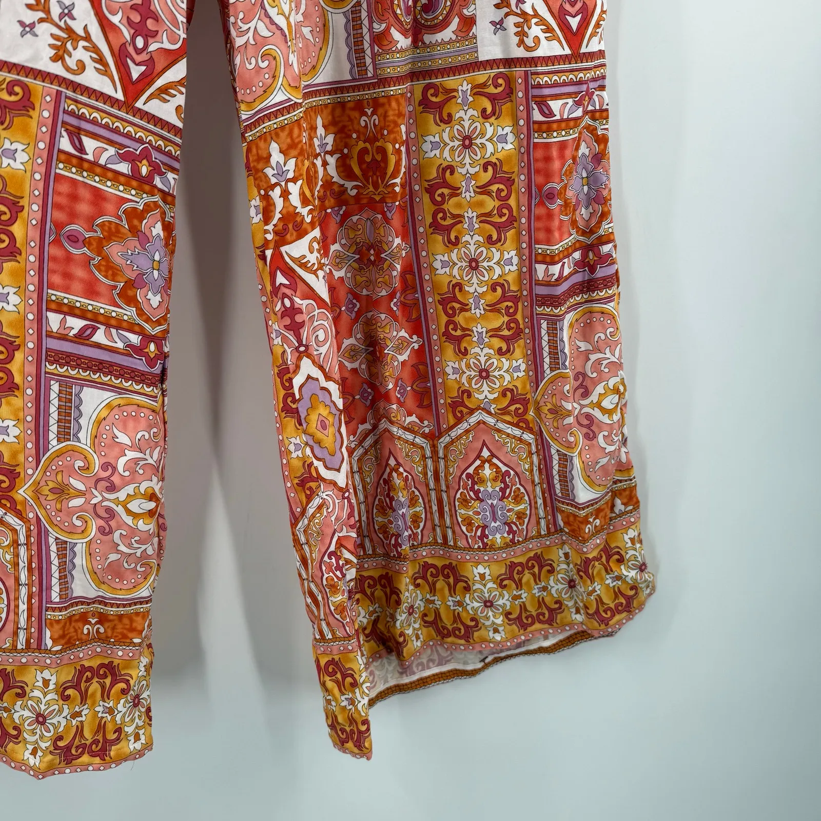 Haute Hippie Pants Size Medium Tropical Patchwork Wide Leg Palazzo Resort Travel - Image 8