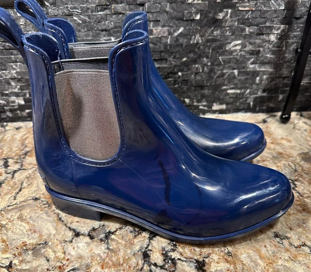 Ralph Lauren Pull on Rain Boot Blue Metallic Muck Boots Womens Sz 6 - Image 3
