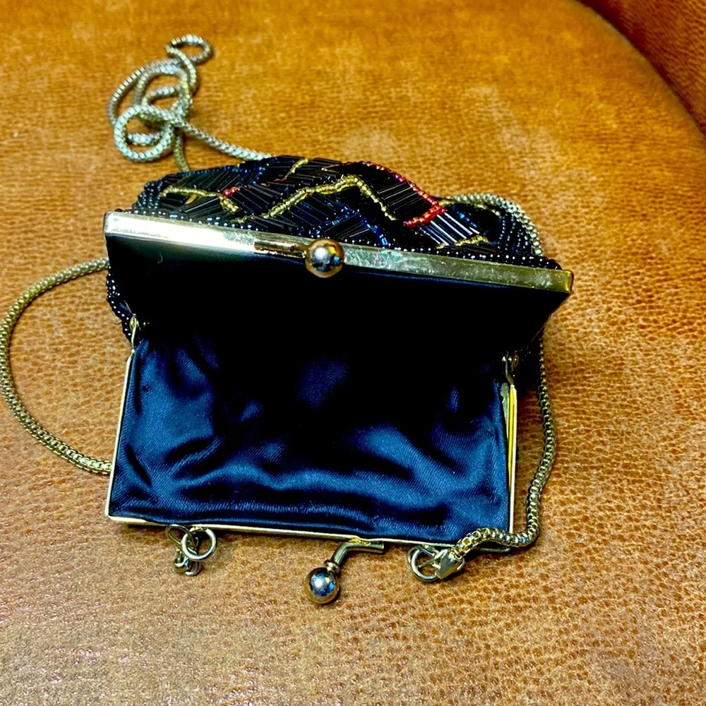 Regale Beaded Clutch Evening Purse Black - Image 6