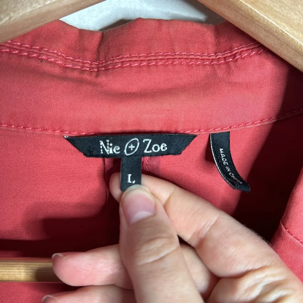 Nic + Zoe coral utility two chunky button flap pocket cotton blend blazer size L - Image 10